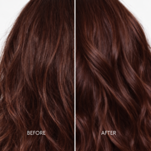 Hair before and after using VOONO Nourish & Volumize Shampoo